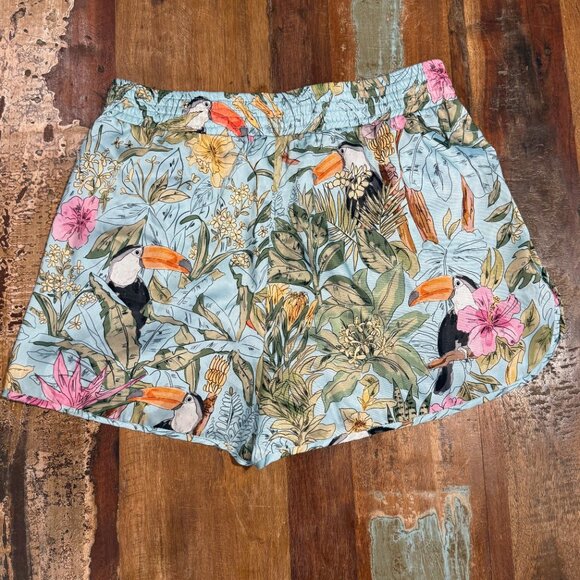 ZARA Tropical Toucan Pajama Print Shorts Size M - Picture 4 of 10